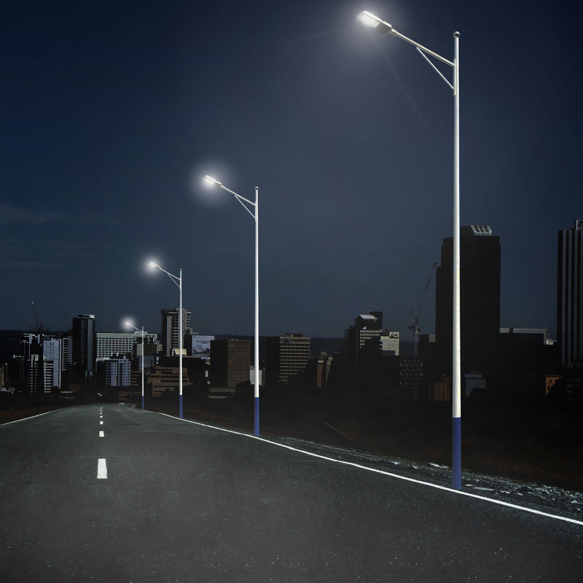 某城市道路市政道路高杆路灯真实案例